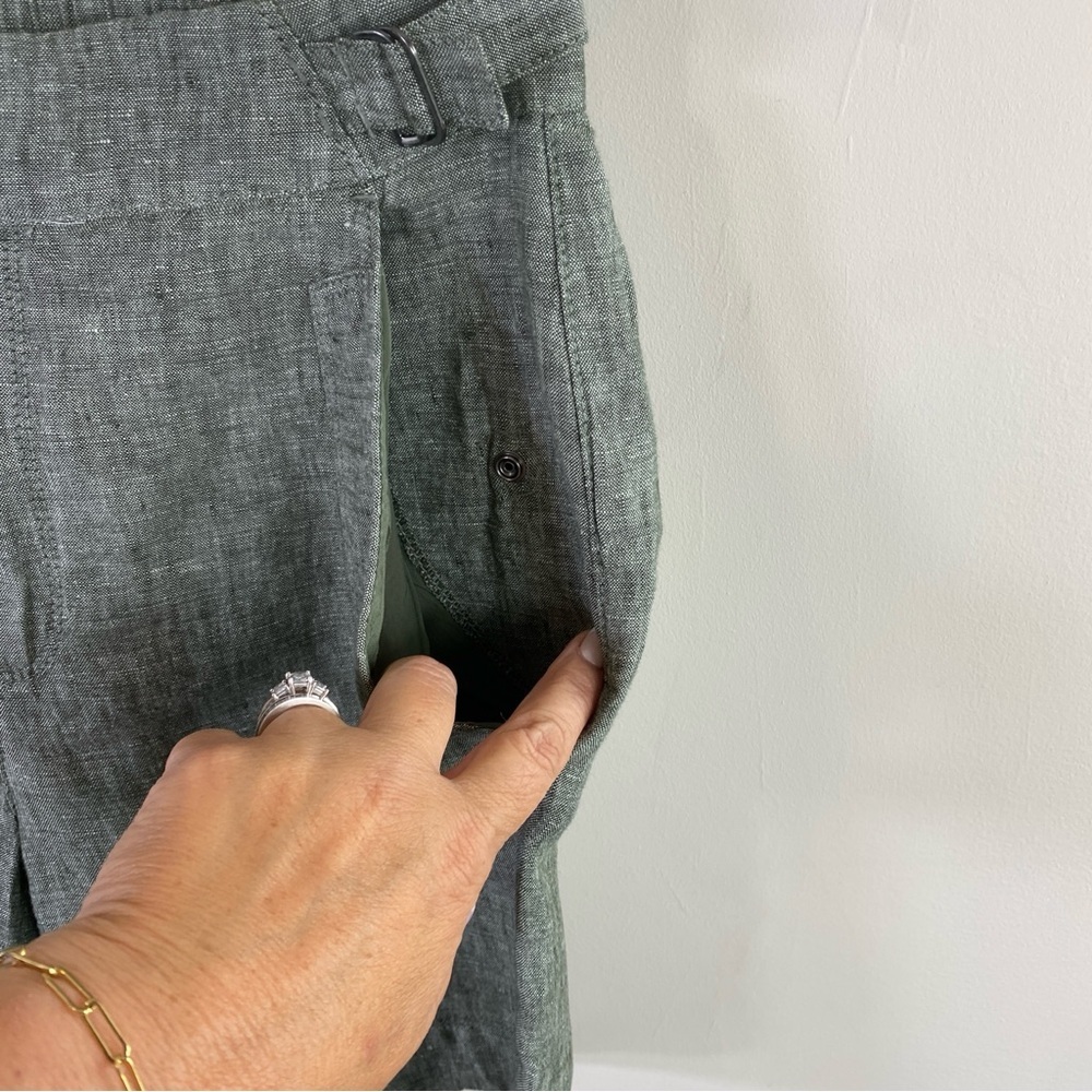 Athleta 100% Linen Women’s Green Voyager Shorts Sz 4 - Picture 5 of 13